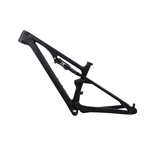Mountain Bike Frames : Shopps Carbon Fiber Mountain Bike Frame, DH rear suspension soft tail downhill cross-country frame frames, Suitable for travel racing competition, Black