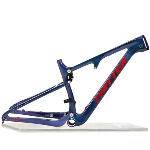 Mountain Bike Frames : Softtail Mountain Bike Frame 27.5er 29er Disc Brake MTB Frame 15'' / 17'' / 19'' / 21'' Carbon Full Suspension Boost Thru Axle 12*148mm Discoloration XC Frame Internal Routing ( Color : Red , Size : 27.5x21