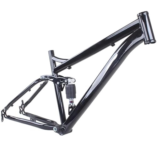 Mountain Bike Frames : Suspension MTB Frame 26er Mountain Bike Frame 17'' Disc Brake Shock Absorption Modified MTB Frame Accessories Bright Black With Rear Shock