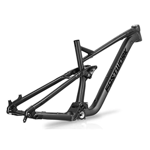 Mountain Bike Frames : WAMBAS 26 / 27.5 / 29er MTB Frame DH Soft Tail Mountain Bike Suspension Frame Travel 150mm 17'' / 19'' Aluminium Alloy Disc Brake Frame Thru Axle 12x148mm Boost (Color : Black, Size : 29x17'')