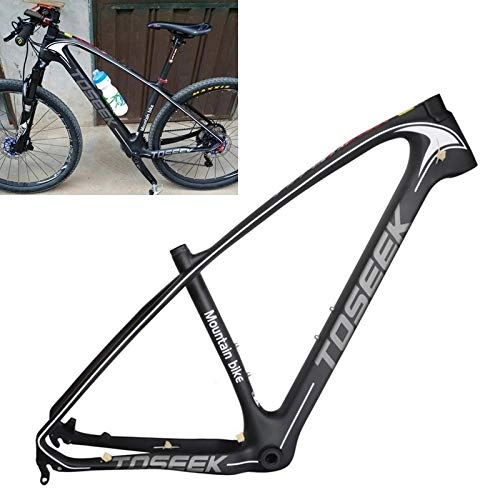 Mountain Bike Frames : XIAOSONG-Apply to- - Grey LOGO MTB Mountain Bike Frame Full Suspension T800 Carbon Fiber Bicycle Frame, Size: 27.5 x 17 inch