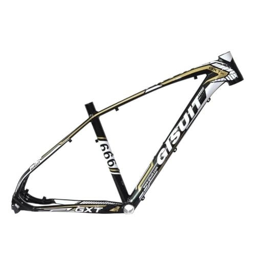 Mountain Bike Frames : ZFF 26er Mountain Bike Frame Aluminum Alloy 17'' MTB Frame Disc Brake QR XC Frame Internal Routing (Color : Black-gold, Size : 17'')