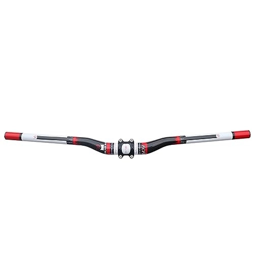 Mountain Bike Handlebar : MTB Bicycle Handlebar Comfortable Highway Fixed Gear Handlebars 600 / 620 / 640 / 660 / 680 / 700 / 720mm 31.8mm Carbon Fiber Bike Riser Bar For BMX DH XC AM FR (Color : Black red, Size : 640mm)