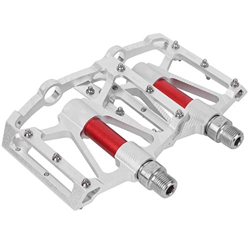Mountain Bike Pedal : ? ? ? ?Sturdy and Durable Aluminium Alloy Bike Pedal, Black / Red / Silver Easy to Install Bicycle Pedal, CR Accessory for Mountain Bicycle(Silver)