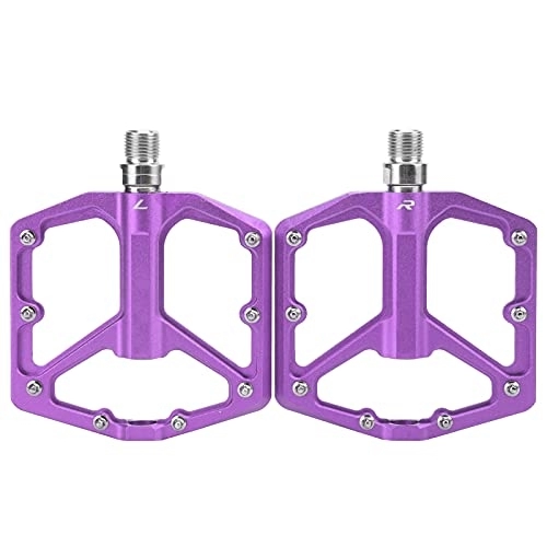 Mountain Bike Pedal : 1 Pair Bicycle Pedals Aluminium Alloy Non‑Slip Hollow Bike Platform Flat Pedals for Mountain Bikes Road Bikes(Purple) Bicycles And Spare Parts