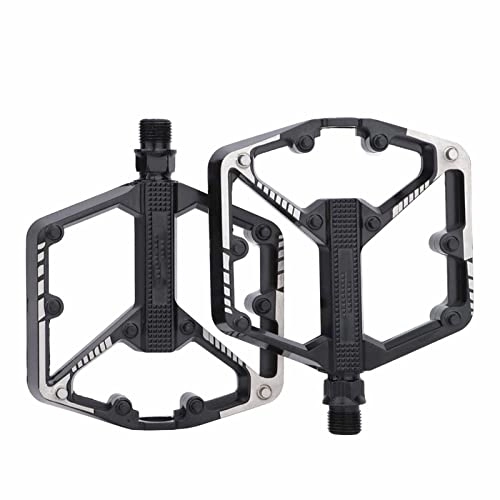 Mountain Bike Pedal : 1 Pair Bike Pedals Aluminum Alloy Cycling Pedals Lightweight Sealed Bearing Flat Pedals W / Anti-Skid Pins 3 Bearing rotation lubrication for Road Mountain Bike BMX, Black