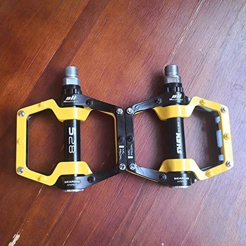 Mountain Bike Pedal : 2020 New Bicycle Pedals magnesium Aluminum alloy Pedal MTB Road Bike Pedals 5 colors optional (Color : SMS black and red) bike mountain road (Color : 528 Black and Yellow)