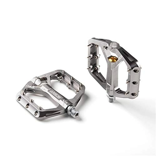 Mountain Bike Pedal : 3 Bearings Mountain Bike Pedals Platform Bicycle Flat Alloy Pedals 9 / 16" Pedals Non-Slip Alloy Flat Pedals Bike Pedals (Color : Titanium)