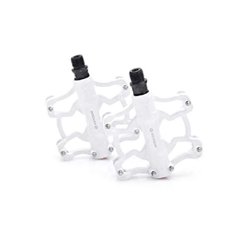 Mountain Bike Pedal : 8HAOWENJU Bicycle Pedal, Universal Mountain Bike Pedal Platform Bicycle Super-sealed Bearing Aluminum Alloy Flat Pedal 9 / 16" - Lightweight Bicycle Platform Pedal (Color : White)