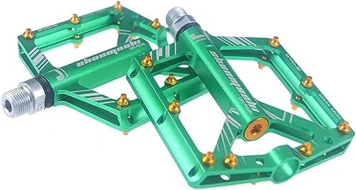 Mountain Bike Pedal : Advanced 4 Bearings Mountain Bike Pedals, Bicycle Flat Alloy Pedals, Non-Slip Bike Pedals, 9 / 16'' Sealed Bearing.for BMX MTB CNC Bicycle Road Bike(6 Colors) (Green)