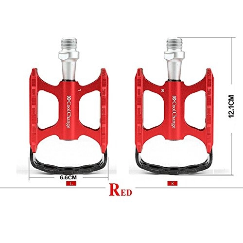 Mountain Bike Pedal : Aluminium Alloy MTB Pedal Lightweight Durable Bike Bicycle Pedals (Red)