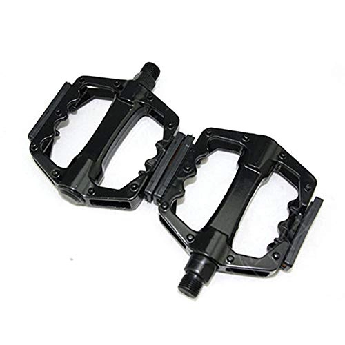 Mountain Bike Pedal : Aluminum Alloy 118 * 100mm Bike Pedal Mountain Bike Road Red Black White Anti-skid Bicycle Pedals (Color : Black)