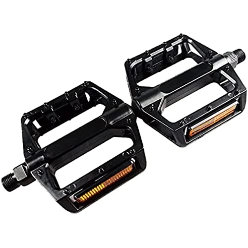Mountain Bike Pedal : Aluminum Alloy Non-Slip Bicycle Pedals, Mountain Bike Pedal, Wide Platform Lightweight Flat Pedals, with Reflective Band Fixed Gear, 9 / 16 Inch,