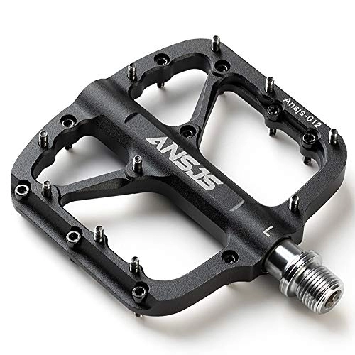 Mountain Bike Pedal : ANSJS Mountain Bike Pedals, 3 Bearings Bike Pedals Platform Bicycle Flat Pedals 9 / 16" Pedals Black MTB Pedals Metal Bike Pedals (A012Black)