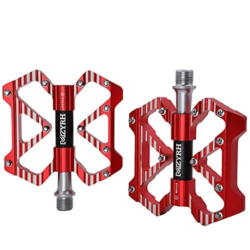 Mountain Bike Pedal : ASUD Lightweight Mountain Bike Pedals Aluminum alloy 9 / 16 Inch Flat Platform Non-Slip for Downhill and Dirt - Compatible with BMX, Road Bicycle and MTB, Red