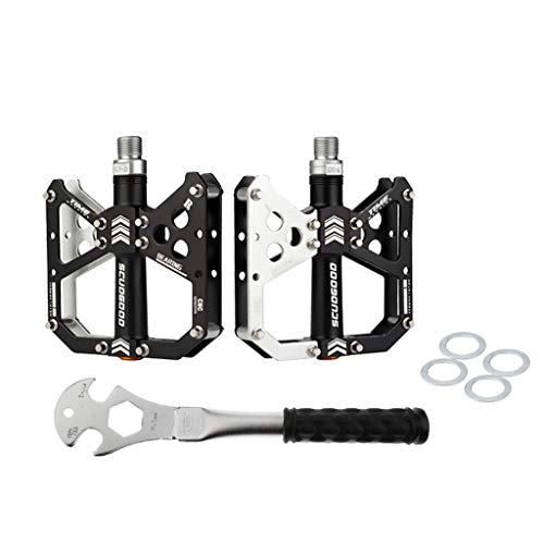Mountain Bike Pedal : B Baosity Mountain Bike Pedals Aluminum Alloy Cycling Sealed Bearing Flat Platform Pedals with Bike Pedal Wrench, 4x Bike Stainless Flat Washer