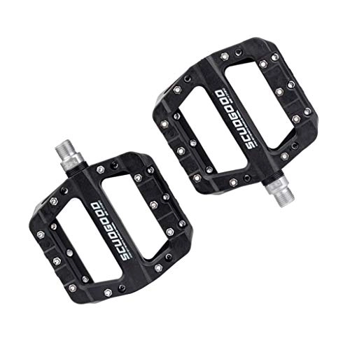 Mountain Bike Pedal : B Baosity Mountain Bike Pedals Nylon Cycling Sealed Bearing Flat Platform Pedals with Anti-Skid Pins Bicycle Repair Accessories - Black