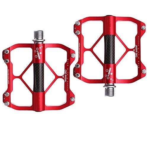 Mountain Bike Pedal : Baoffs Bicycle Cycling Bike Pedals Mountain Bike Aluminum Alloy Pedal Bicycle Accessories Equipped With Bicycle Pedals For MTB BMX City & Trekking (Color : Red)