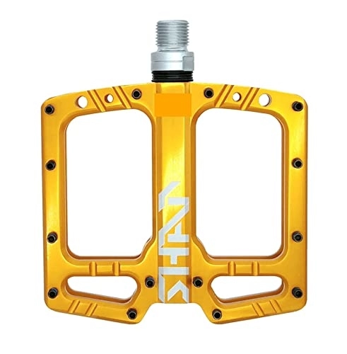 Mountain Bike Pedal : Bearing Polished Bicycle Pedals Mountain Bike Wide Pedals Big Pedals replace (Color : Golden)