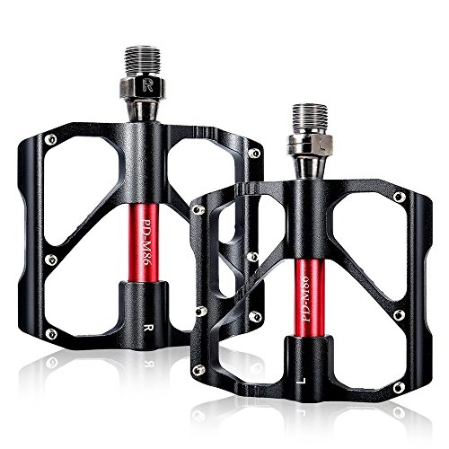 Mountain Bike Pedal : BEAUTY STAR Bike Pedals, Bicycle Pedals 9 / 16 Inch Spindle Universal Cycling Pedals Aluminium Alloy Lightweight Mountain Bike Pedal for MTB, Road Bicycle, BMX (Black, 1 Pair)