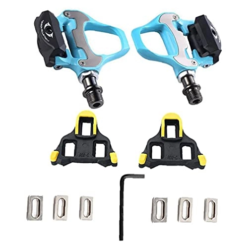 Mountain Bike Pedal : Berrywho Bike Pedals Mountain Road Bicycle Flat Pedal Anti-Skid Self-Locking Cycle Pedal with Case Aluminum Alloy Sky-Blue Bike Pedal