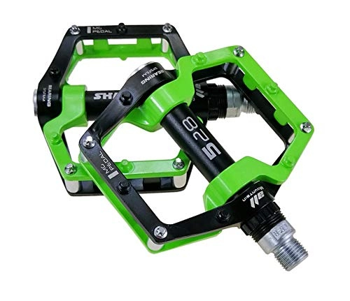 Mountain Bike Pedal : BGGPX Bike Pedals MTB BMX Sealed Bearing Bicycle CNC Magnesium Alloy Road Mountain SPD Cleats Light Bicycle Pedal Parts (Color : Green)