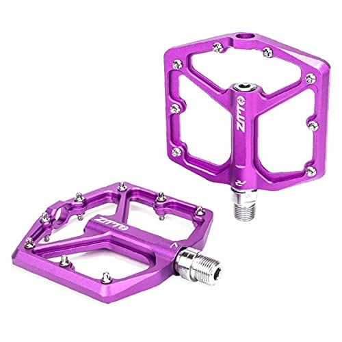 Mountain Bike Pedal : Bicycle Pedal Anti-slip Aluminum Alloy Mountain Bike Pedal Ultralight Bearing Bike Pedal Purple for Spin Bike, Exercise Bike and Outdoor Bicycles