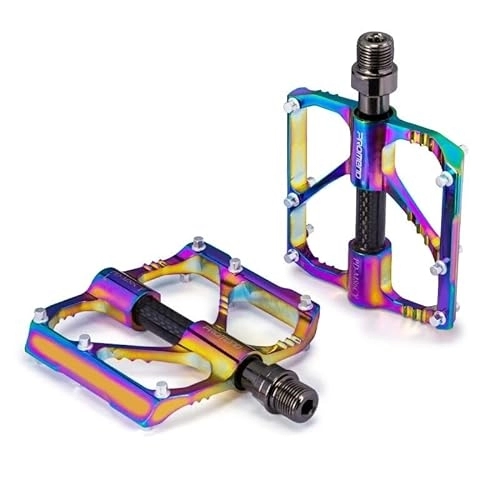 Mountain Bike Pedal : Bicycle Pedal Carbon Axle Tube 3 Bearing Pedal Aluminum Alloy CNC Non-Slip Accessories Mountain Bike Colorful Pedal (for MTB)