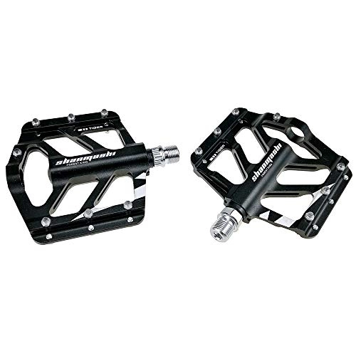 Mountain Bike Pedal : Bicycle pedal Mountain Bike Pedals 1 Pair Aluminum Alloy Antiskid Durable Bike Pedals Surface For Road Bike 6 Colors (Color : Black)