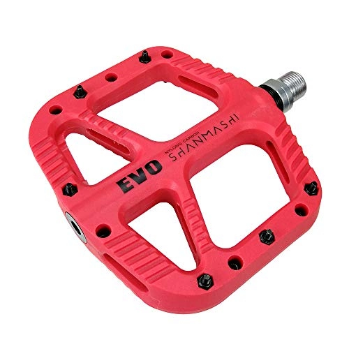 Mountain Bike Pedal : Bicycle pedal Mountain Bike Pedals 1 Pair Aluminum Alloy Antiskid Durable Bike Pedals Surface For Road Bike 8 Colors (Color : Red)