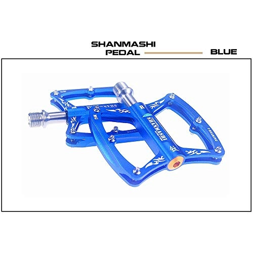 Mountain Bike Pedal : Bicycle pedal Mountain Bike Pedals 1 Pair Titanium Alloy Antiskid Durable Bike Pedals Surface For Road Bike 3 Colors (Color : Blue)