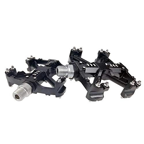 Mountain Bike Pedal : Bicycle Pedal One Pair Of Sealed Bearings Aluminum Durable Skid On Each Side Of Bicycle Pedal Cleat Secured More Safely Antiskid Durable Mountain Bike Pedals (Color : Black)