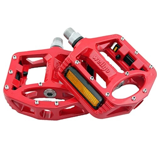Mountain Bike Pedal : Bicycle Pedals 1 Pair, Xjp Super Light Anti-Skid Folding Magnesium Alloy Bearing Pedal Road Mountain Bike Pedal (Red)