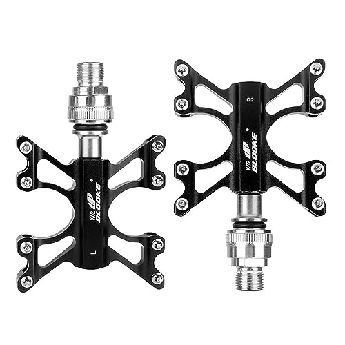 Mountain Bike Pedal : Bicycle Pedals 3 Sealed Bearings Aluminum Alloy Ultra-Light 9 / 16" Quick Release Buckle Pedals For Folding Bicycle Mountain Bike Road Bikes With Installation Tool (Color : Black)