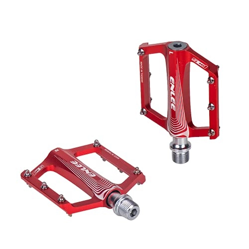 Mountain Bike Pedal : Bicycle Pedals, Mountain Bike Aluminum Alloy Non-slip Pedals, Satin Steel Spindle and Sealed DU Bearing, Suitable for BMX MTB and Other Bikes (Red)