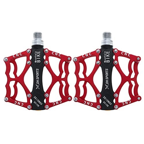 Mountain Bike Pedal : Bicycle Pedals Mountain Bike Flat Pedals Mtb Aluminum Pedal Non-slip Bicycle Pedals Trekking With Sealed Bearings For Road Mountain Bike And City Bike red, free size