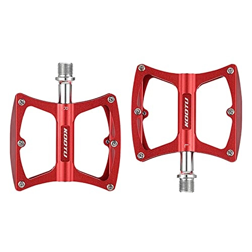 Mountain Bike Pedal : Bicycle Pedals, Mountain Bike Pedal, Aluminum Alloy Non-Slip Durable Flat Platform Bicycle Pedal 9 / 16 Inch Universal Road Pedal for MTB BMX (Red)