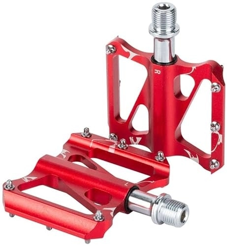 Mountain Bike Pedal : Bicycle Pedals, Mountain Bike Pedal, Mountain Bike Pedals 3 Sealed Bearings Ultra-Strong Aluminum Alloy Non-Slip Bicycle Pedals For Road BMX MTB Bikes 9 / 16 (Color : Red)