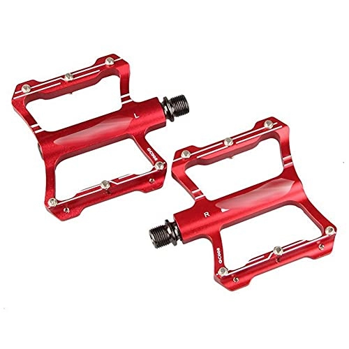 Mountain Bike Pedal : Bike Bicycle Pedals Ultralight Aluminum Alloy Bicycle Pedals CNC Sealed Bearing Flat Platform Antiskid Cycling Pedal MTB Riding Bike Part 2pcs Aluminum Alloy (Color : Red)