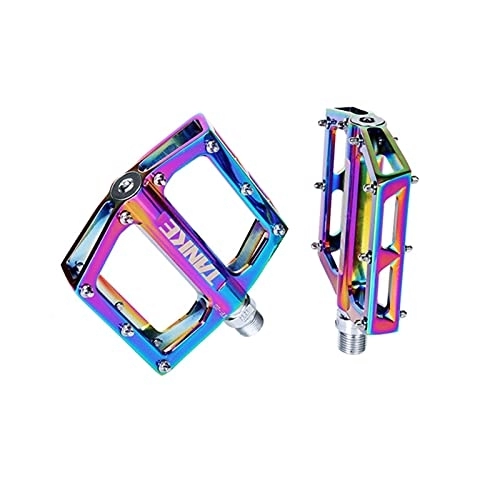 Mountain Bike Pedal : Bike Pedal Bicycle Pedals Ultralight Aluminum Alloy Colorful Hollow Anti-skid Bearing Mountain Bike Accessories MTB Foot Pedals Mountain Bike Pedals (Color : COLORFUL A pair)