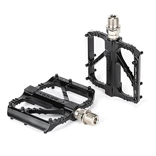 Mountain Bike Pedal : Bike Pedals 1 Pair Bicycle Pedal Aluminum Alloy Bearing for Mountain Road MTB Bike Cycling Tools Easy to Install (Color : Black, Size : 10.5x9.1x1.8cm)