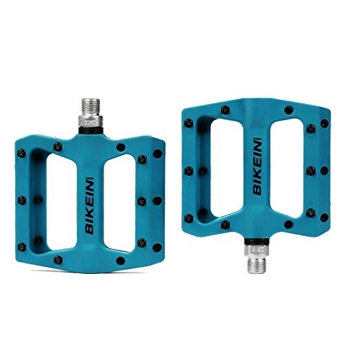 Mountain Bike Pedal : Bike Pedals 355g Ultralight Mountain Bike Pedal BMX Bicycle Flat MTB Pedal Fixed Gear Nylon Carbon Fiber Platform Cycling Accessories Mtb Pedals (Color : Blue)