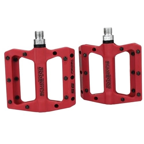 Mountain Bike Pedal : Bike Pedals Bicycle Pedals Nylon Fiber Ultra-light Mountain Bike Pedal 4 Colors Big Foot Road Bike Bearing Pedals Cycling Parts Mtb Pedals (Color : Red)