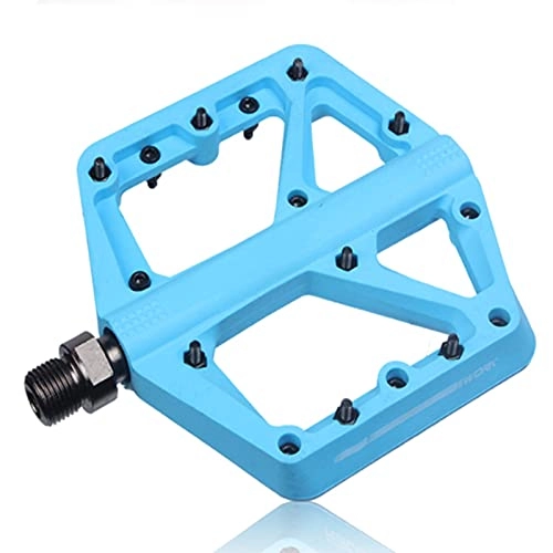 Mountain Bike Pedal : Bike Pedals Bike Nylom Pedal Seal Bearings Flat Mountain Bicycle Pedals Road Platform Pedal Parts Easy to Install (Color : Blue, Size : 11.2x11.5x1.25cm)