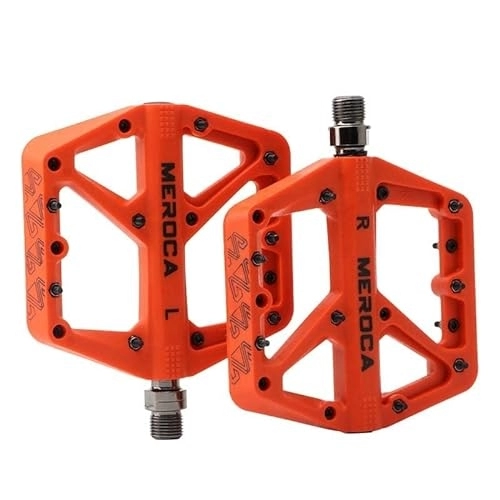 Mountain Bike Pedal : Bike Pedals Bike Pedal MTB Bearing Pedal Mountain Bike Nylon Lightweight Antislip Extra Large Size Downhill For Man Large Foot Mtb Pedals (Color : Orange)