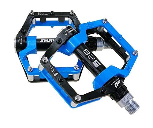 Mountain Bike Pedal : Bike Pedals Bike Pedals MTB Sealed Bearing Bicycle CNC Magnesium Alloy Road Mountain SPD Cleats Ultralight Bicycle Pedal Parts Pedals (Color : Blue)