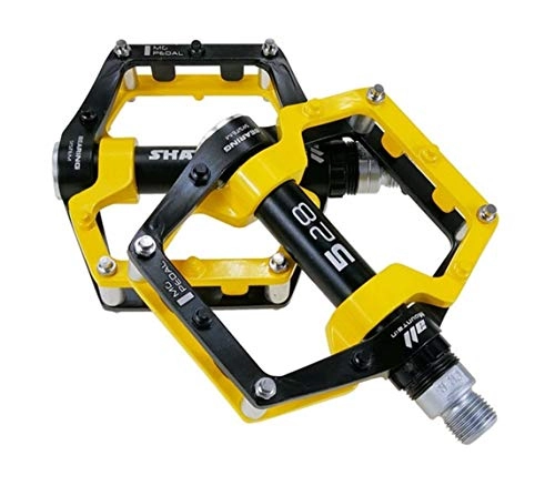 Mountain Bike Pedal : Bike Pedals Bike Pedals MTB Sealed Bearing Bicycle Magnesium Alloy Road Mountain Cleats Ultralight Bicycle Pedal Parts Bicycle Pedals (Color : Yellow)
