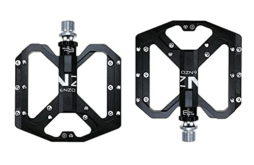 Mountain Bike Pedal : Bike Pedals Flat Foot Ultralight Mountain Bike Pedals MTB CNC Aluminum Alloy Sealed 3 Bearing Anti-slip Bicycle Pedals Bicycle Parts Mtb Pedals (Color : Black)
