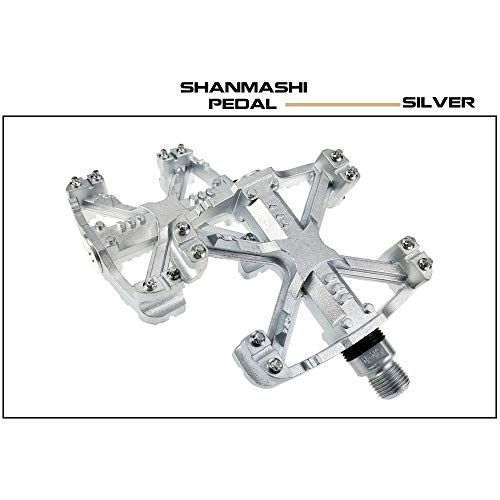 Mountain Bike Pedal : Bike Pedals Mountain Bike Pedals 1 Pair Aluminum Alloy Antiskid Durable Bike Pedals Surface For Road BMX MTB Bike 4 Colors (SMS-B52) for BMX MTB Road Bicycle (Color : Silver)