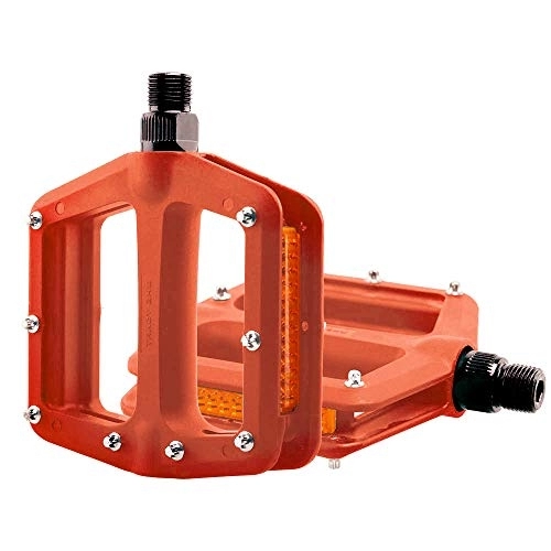 Mountain Bike Pedal : Bike Pedals Mountain Pedal For Bicycle MTB Pedals Bike Flat Pedals Nylon Fiber Anti-skid Foot Sports Cycling Pedal MTB Accessories Mtb Pedals (Color : Orange)